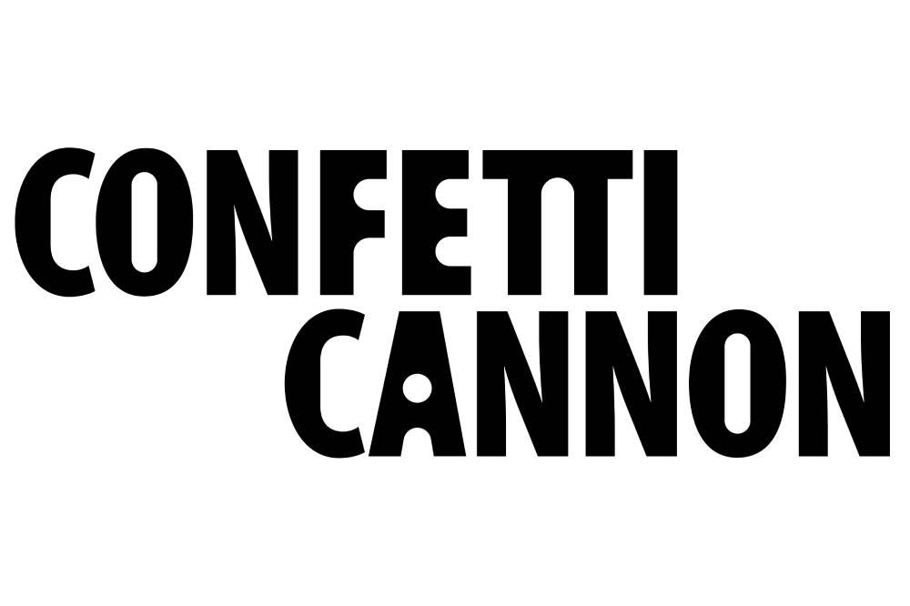 Confetti Cannon Wordmark Stacked Black