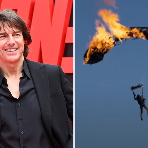 Tom Cruise Guiness World Record Burning Parachute