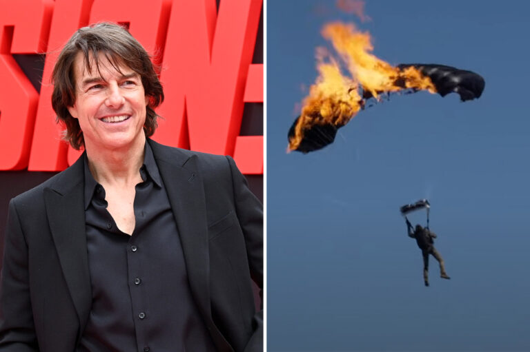 Tom Cruise Guiness World Record Burning Parachute