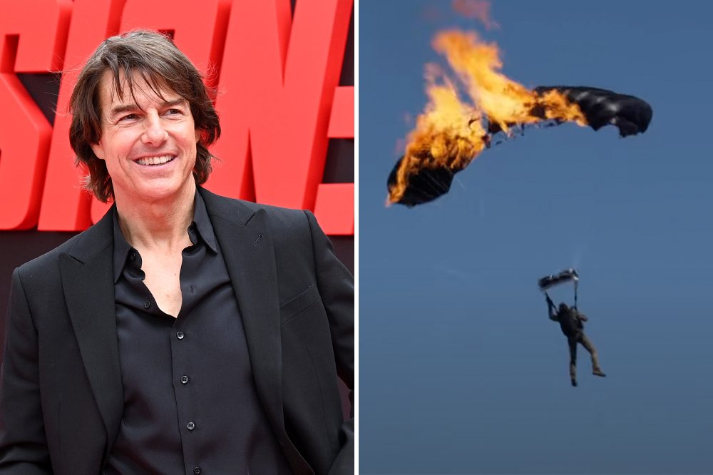 Tom Cruise Guiness World Record Burning Parachute