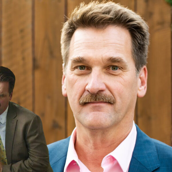 Pete Gardner inset Pete and Rachel Bloom in Crazy Ex Girlfriend