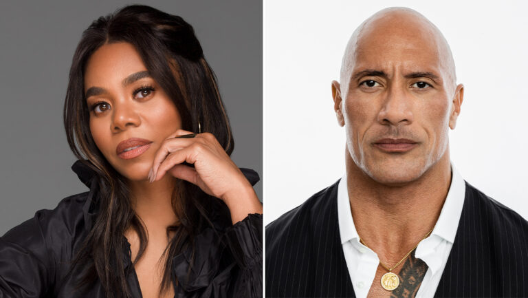 Regina Hall and Dwayne Johnson