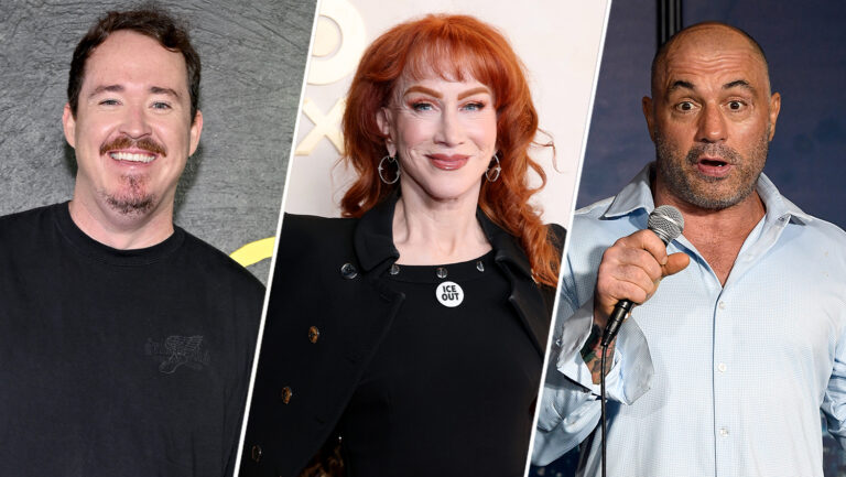 Shane Gillis Kathy Griffin Joe Rogan 3 shot