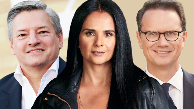 Ted Sarandos Bela Bajaria and Peter Rice
